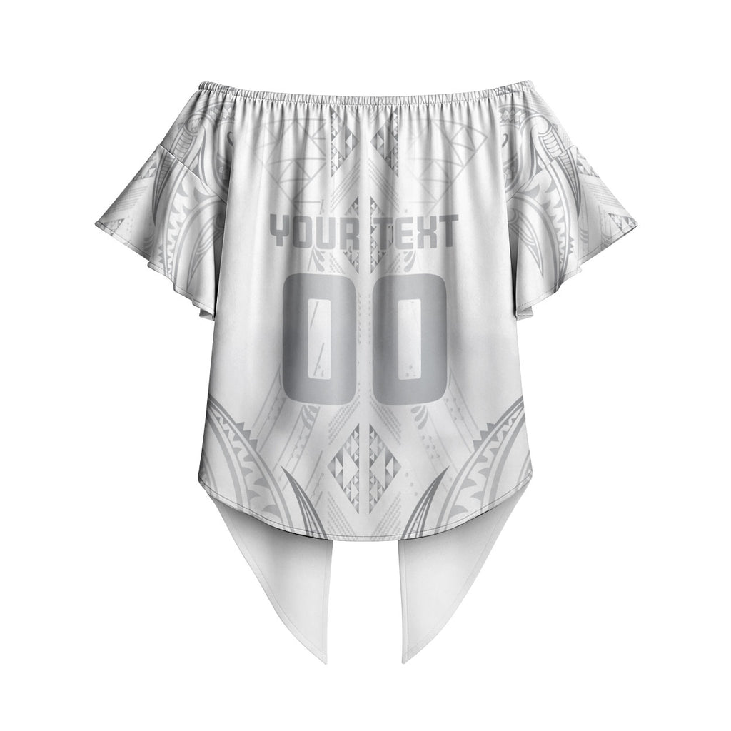 Maori Rugby Custom Ngaru Mangopare Off Shoulder Wrap Waist Top Kiwikiwi Niho Taniwha Motif