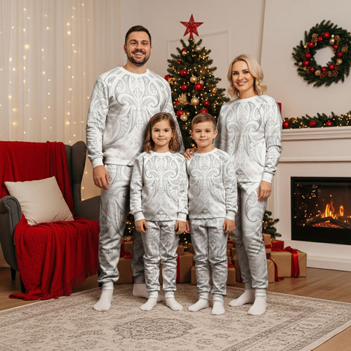 Maori Rugby Custom Ngaru Mangopare Christmas Pajama Set Kiwikiwi Niho Taniwha Motif