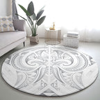 Maori Rugby Custom Ngaru Mangopare Round Carpet Kiwikiwi Niho Taniwha Motif