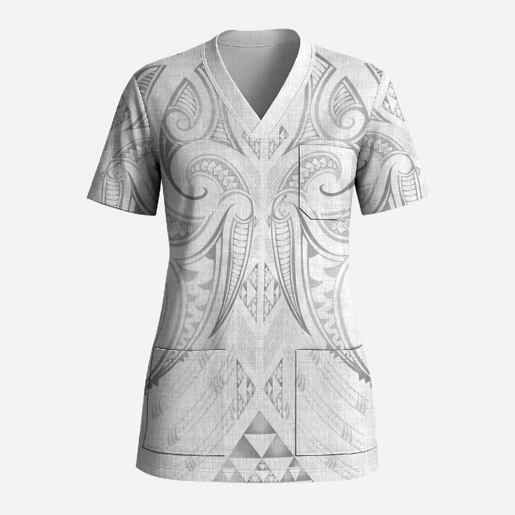 Maori Rugby Custom Ngaru Mangopare Scrub Top Kiwikiwi Niho Taniwha Motif