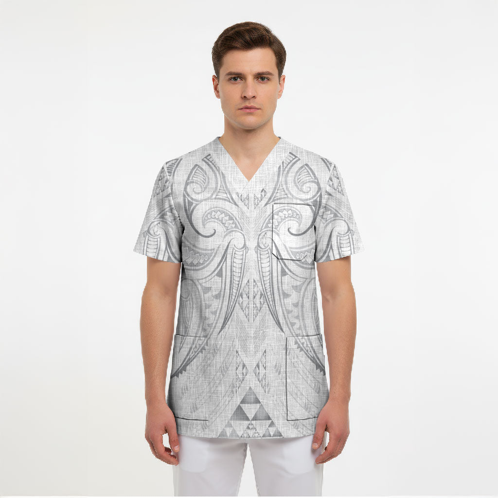 Maori Rugby Custom Ngaru Mangopare Scrub Top Kiwikiwi Niho Taniwha Motif