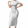 Maori Rugby Custom Ngaru Mangopare Short Sleeve Bodycon Dress Kiwikiwi Niho Taniwha Motif