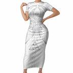 Maori Rugby Custom Ngaru Mangopare Short Sleeve Bodycon Dress Kiwikiwi Niho Taniwha Motif