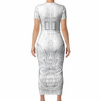 Maori Rugby Custom Ngaru Mangopare Short Sleeve Bodycon Dress Kiwikiwi Niho Taniwha Motif