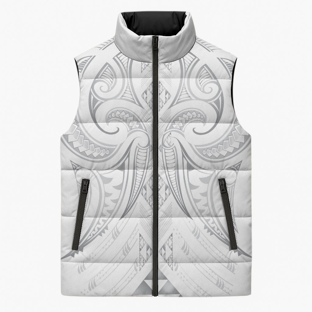 Maori Rugby Custom Ngaru Mangopare Sleeveless Puffer Jacket Kiwikiwi Niho Taniwha Motif