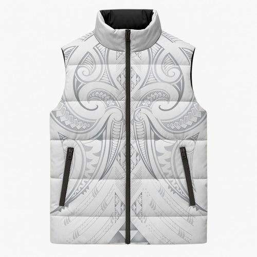 Maori Rugby Custom Ngaru Mangopare Sleeveless Puffer Jacket Kiwikiwi Niho Taniwha Motif