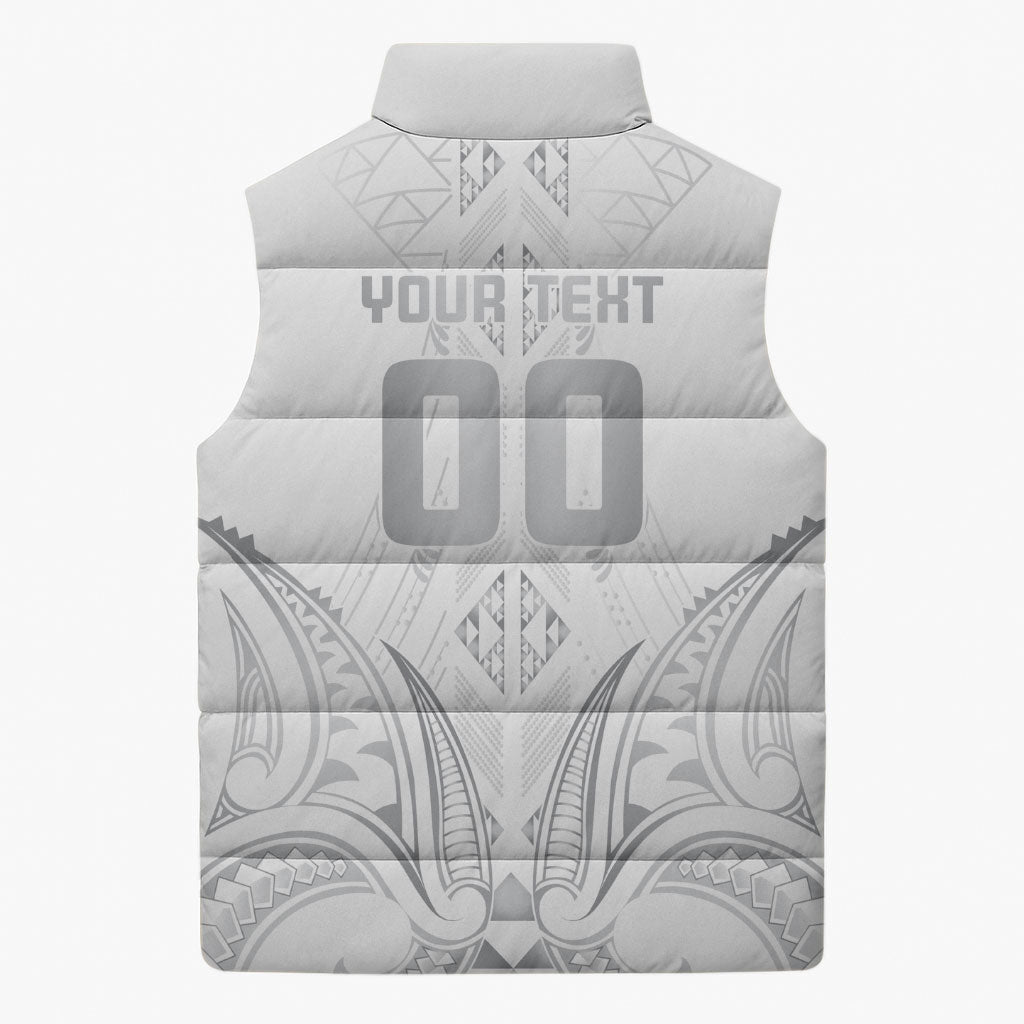 Maori Rugby Custom Ngaru Mangopare Sleeveless Puffer Jacket Kiwikiwi Niho Taniwha Motif