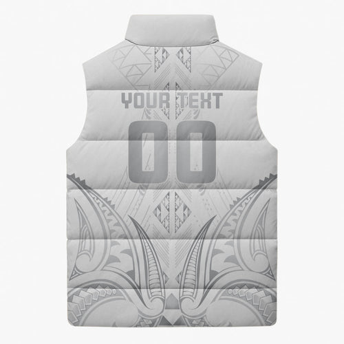 Maori Rugby Custom Ngaru Mangopare Sleeveless Puffer Jacket Kiwikiwi Niho Taniwha Motif