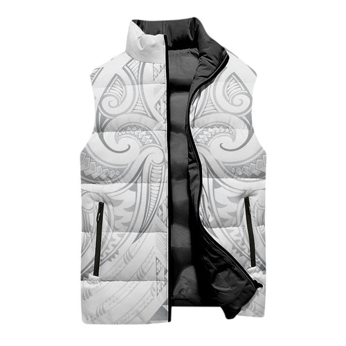 Maori Rugby Custom Ngaru Mangopare Sleeveless Puffer Jacket Kiwikiwi Niho Taniwha Motif