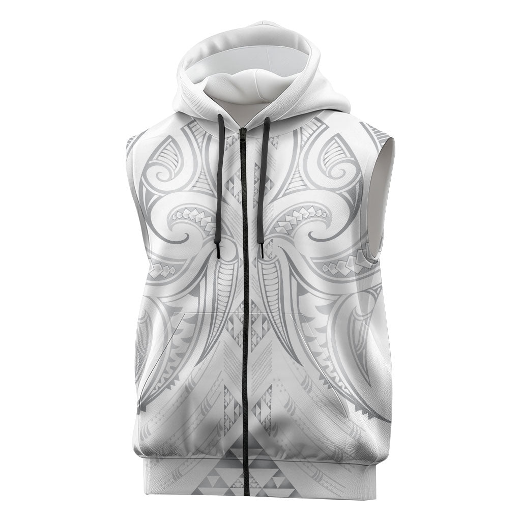 Maori Rugby Custom Ngaru Mangopare Sleeveless Zip Hoodie Kiwikiwi Niho Taniwha Motif