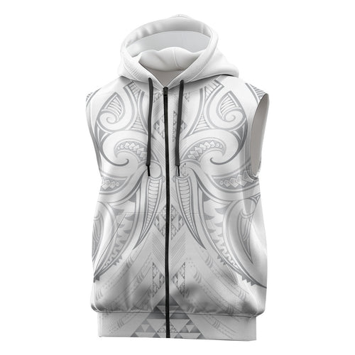 Maori Rugby Custom Ngaru Mangopare Sleeveless Zip Hoodie Kiwikiwi Niho Taniwha Motif