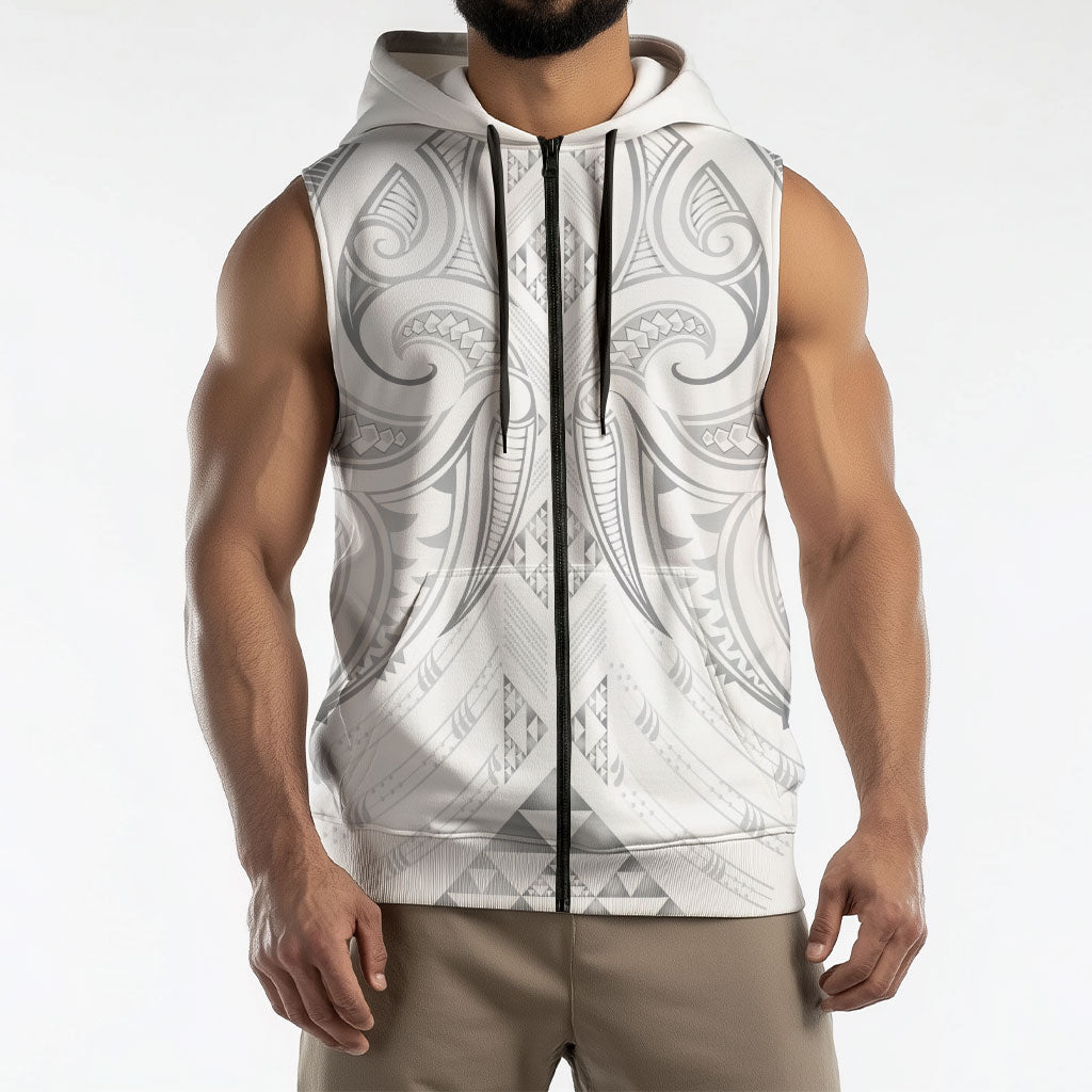 Maori Rugby Custom Ngaru Mangopare Sleeveless Zip Hoodie Kiwikiwi Niho Taniwha Motif