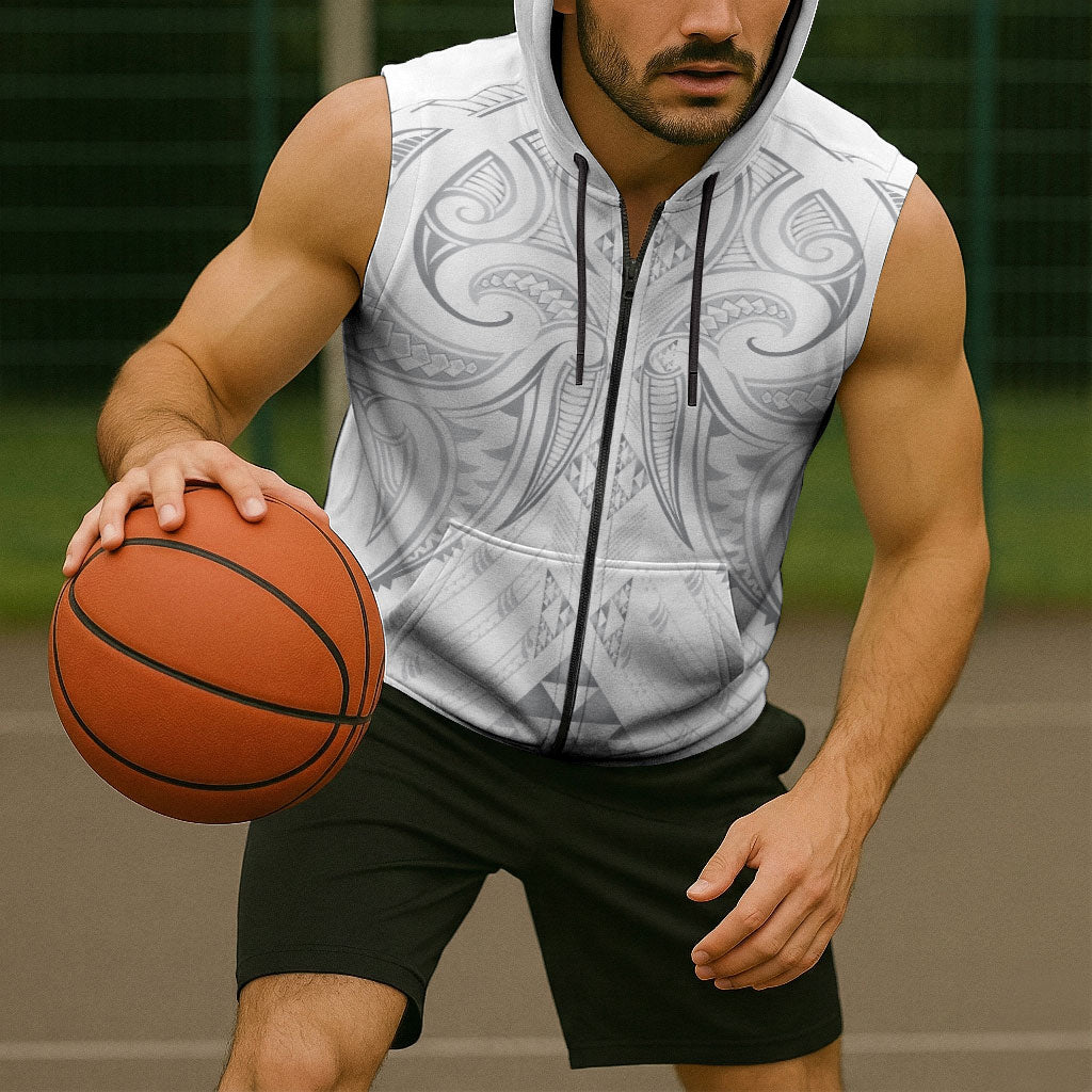 Maori Rugby Custom Ngaru Mangopare Sleeveless Zip Hoodie Kiwikiwi Niho Taniwha Motif