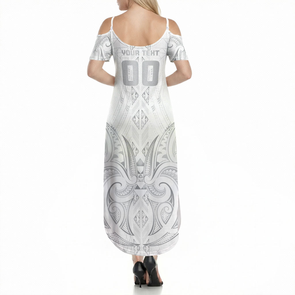 Maori Rugby Custom Ngaru Mangopare Summer Maxi Dress Kiwikiwi Niho Taniwha Motif