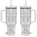 Maori Rugby Custom Ngaru Mangopare Tumbler With Handle Kiwikiwi Niho Taniwha Motif