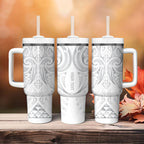 Maori Rugby Custom Ngaru Mangopare Tumbler With Handle Kiwikiwi Niho Taniwha Motif
