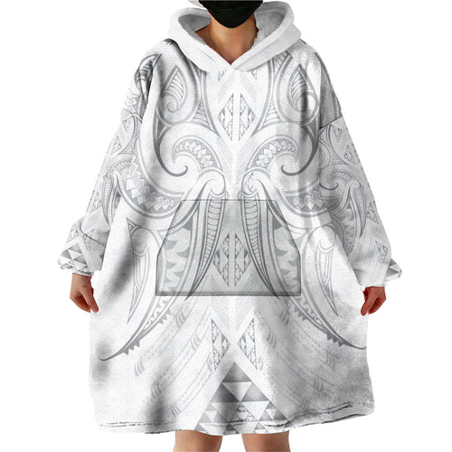 Maori Rugby Custom Ngaru Mangopare Wearable Blanket Hoodie Kiwikiwi Niho Taniwha Motif