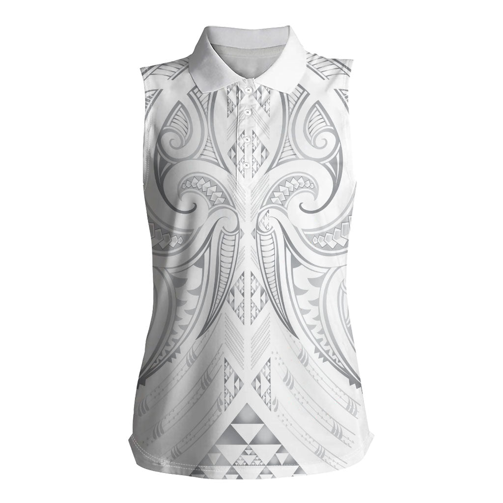 Maori Rugby Custom Ngaru Mangopare Women Sleeveless Polo Shirt Kiwikiwi Niho Taniwha Motif