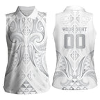 Maori Rugby Custom Ngaru Mangopare Women Sleeveless Polo Shirt Kiwikiwi Niho Taniwha Motif