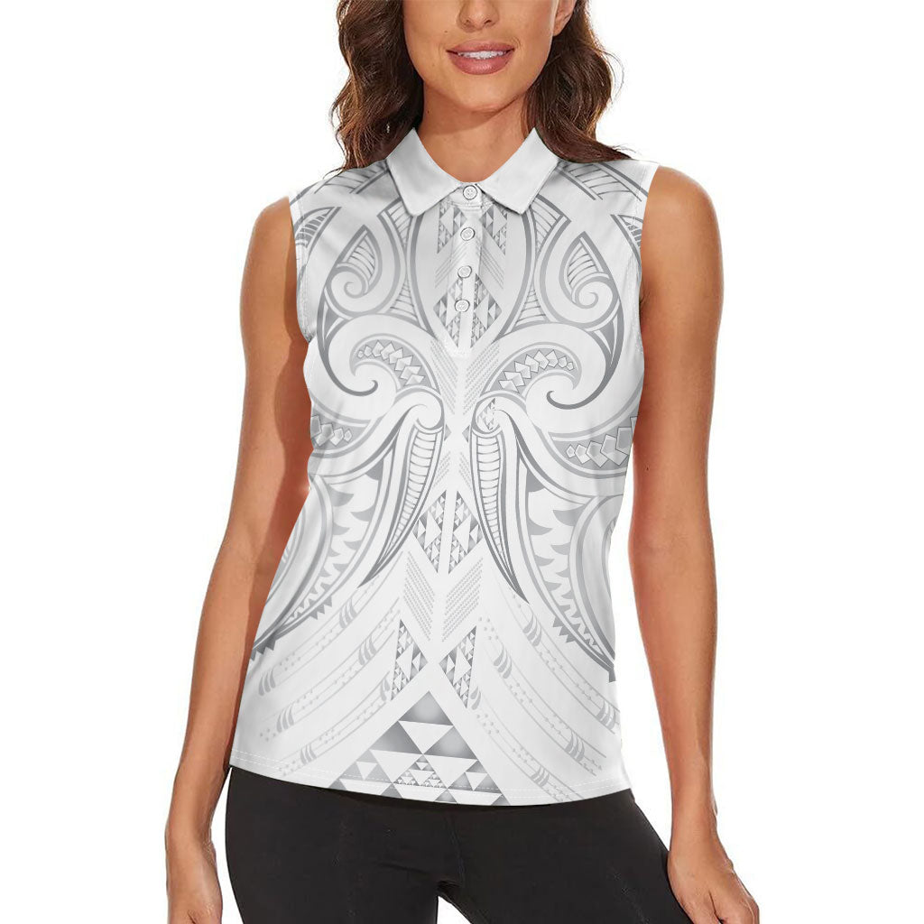 Maori Rugby Custom Ngaru Mangopare Women Sleeveless Polo Shirt Kiwikiwi Niho Taniwha Motif