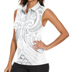 Maori Rugby Custom Ngaru Mangopare Women Sleeveless Polo Shirt Kiwikiwi Niho Taniwha Motif