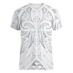 Maori Rugby Custom Ngaru Mangopare Women V-Neck T-Shirt Kiwikiwi Niho Taniwha Motif