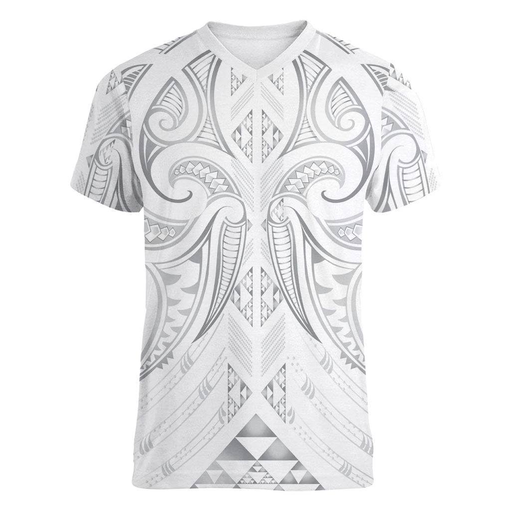 Maori Rugby Custom Ngaru Mangopare Women V-Neck T-Shirt Kiwikiwi Niho Taniwha Motif