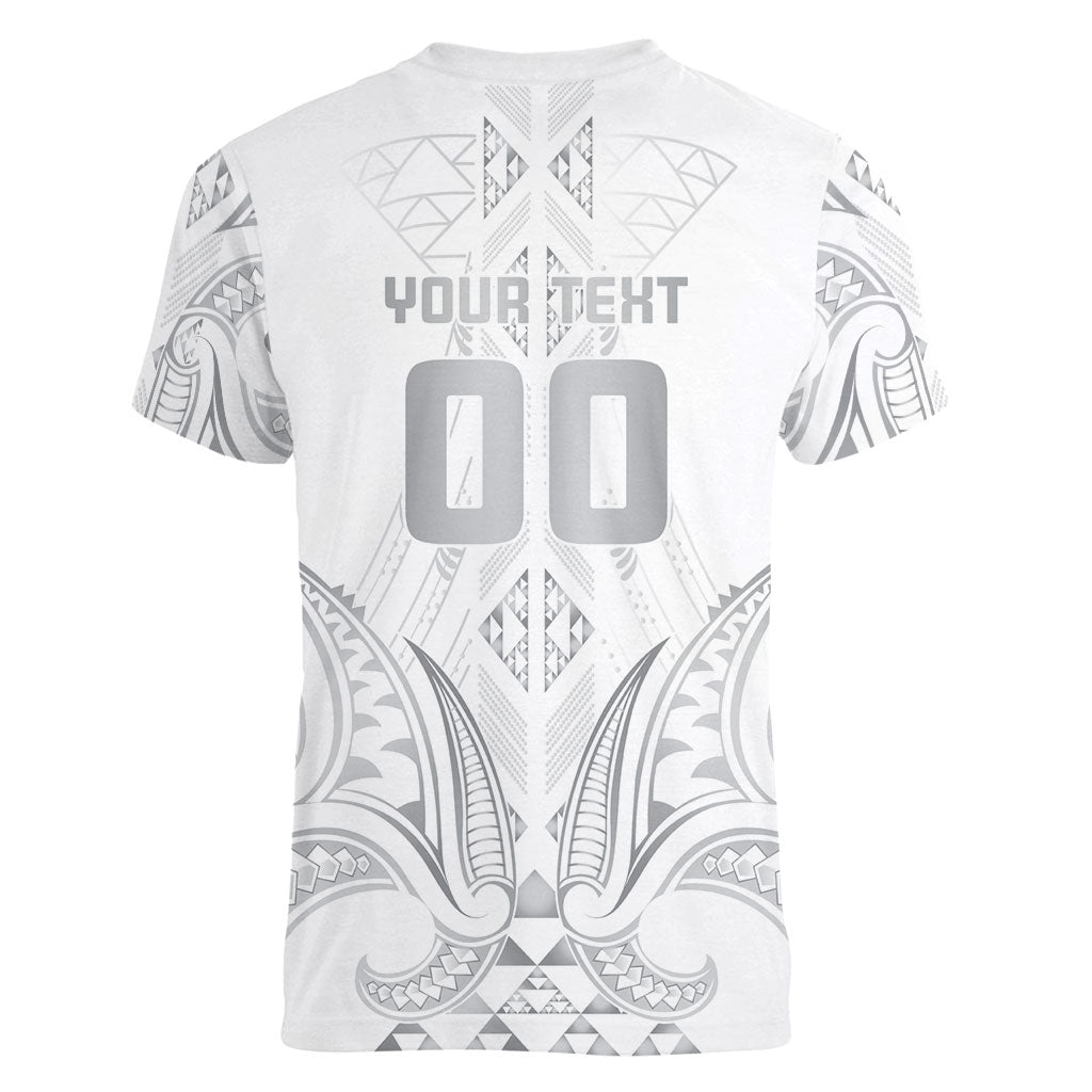 Maori Rugby Custom Ngaru Mangopare Women V-Neck T-Shirt Kiwikiwi Niho Taniwha Motif