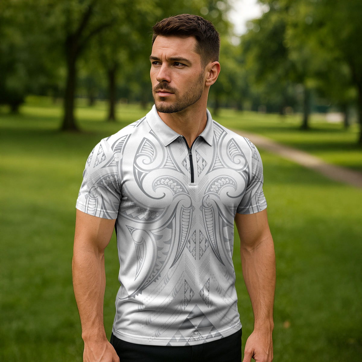 Maori Rugby Custom Ngaru Mangopare Zipper Polo Shirt Kiwikiwi Niho Taniwha Motif