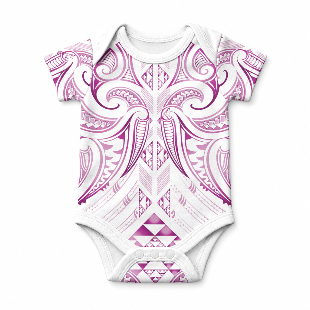 Maori Rugby Custom Ngaru Mangopare Baby Onesie Mawhero Niho Taniwha Motif