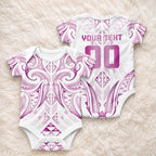 Maori Rugby Custom Ngaru Mangopare Baby Onesie Mawhero Niho Taniwha Motif