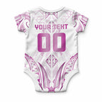 Maori Rugby Custom Ngaru Mangopare Baby Onesie Mawhero Niho Taniwha Motif