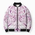 Maori Rugby Custom Ngaru Mangopare Bomber Puffer Jacket Mawhero Niho Taniwha Motif