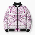 Maori Rugby Custom Ngaru Mangopare Bomber Puffer Jacket Mawhero Niho Taniwha Motif