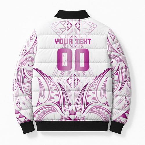 Maori Rugby Custom Ngaru Mangopare Bomber Puffer Jacket Mawhero Niho Taniwha Motif