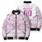 Maori Rugby Custom Ngaru Mangopare Bomber Puffer Jacket Mawhero Niho Taniwha Motif