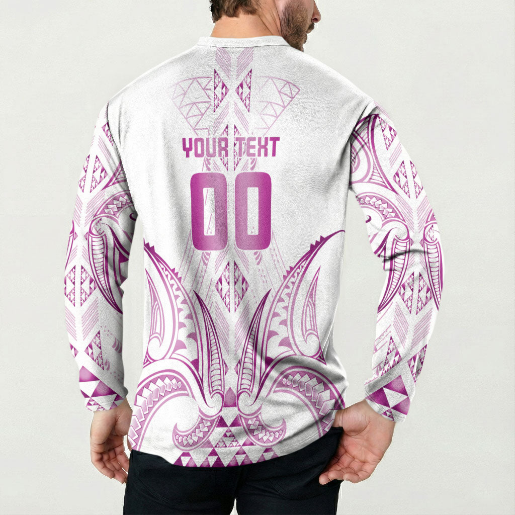 Maori Rugby Custom Ngaru Mangopare Button Sweatshirt Mawhero Niho Taniwha Motif