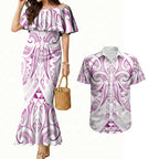 Maori Rugby Custom Ngaru Mangopare Couples Matching Mermaid Dress and Hawaiian Shirt Mawhero Niho Taniwha Motif