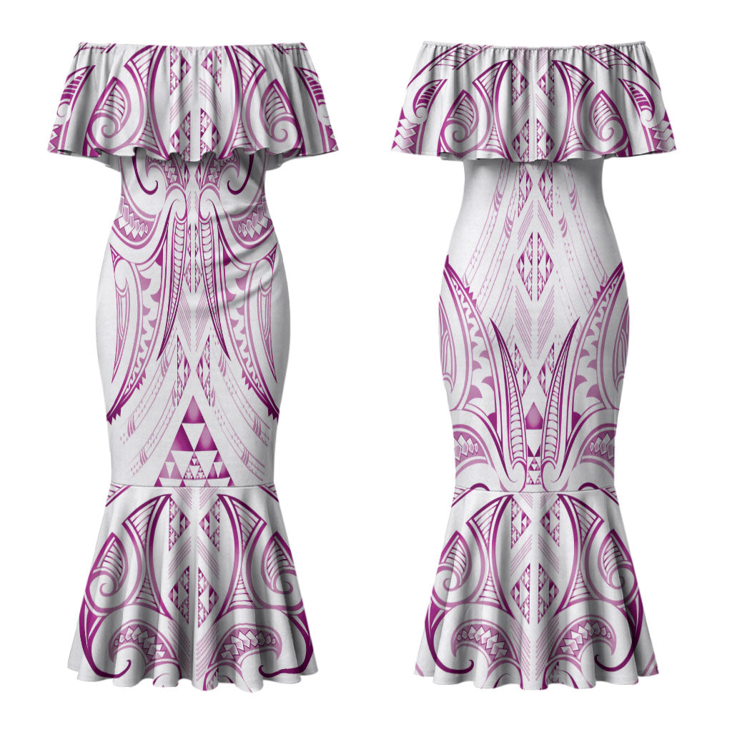 Maori Rugby Custom Ngaru Mangopare Couples Matching Mermaid Dress and Long Sleeve Button Shirt Mawhero Niho Taniwha Motif