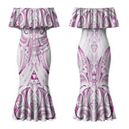 Maori Rugby Custom Ngaru Mangopare Couples Matching Mermaid Dress and Long Sleeve Button Shirt Mawhero Niho Taniwha Motif