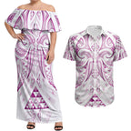 Maori Rugby Custom Ngaru Mangopare Couples Matching Off Shoulder Maxi Dress and Hawaiian Shirt Mawhero Niho Taniwha Motif