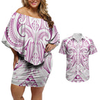 Maori Rugby Custom Ngaru Mangopare Couples Matching Off Shoulder Short Dress and Hawaiian Shirt Mawhero Niho Taniwha Motif