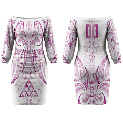 Maori Rugby Custom Ngaru Mangopare Couples Matching Off The Shoulder Long Sleeve Dress and Hawaiian Shirt Mawhero Niho Taniwha Motif