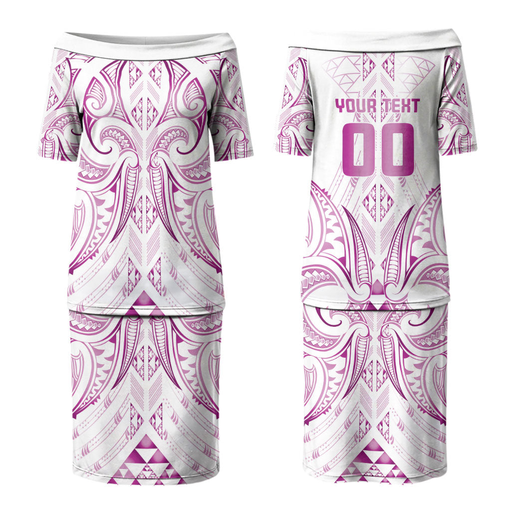 Maori Rugby Custom Ngaru Mangopare Couples Matching Puletasi and Long Sleeve Button Shirt Mawhero Niho Taniwha Motif