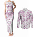 Maori Rugby Custom Ngaru Mangopare Couples Matching Tank Maxi Dress and Long Sleeve Button Shirt Mawhero Niho Taniwha Motif