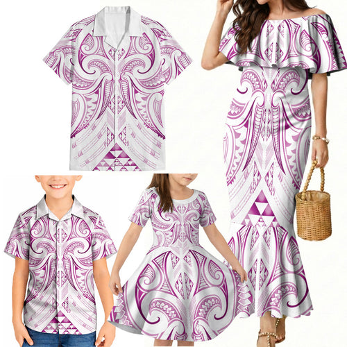 Maori Rugby Custom Ngaru Mangopare Family Matching Mermaid Dress and Hawaiian Shirt Mawhero Niho Taniwha Motif