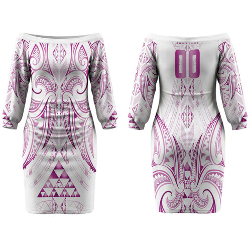 Maori Rugby Custom Ngaru Mangopare Family Matching Off The Shoulder Long Sleeve Dress and Hawaiian Shirt Mawhero Niho Taniwha Motif