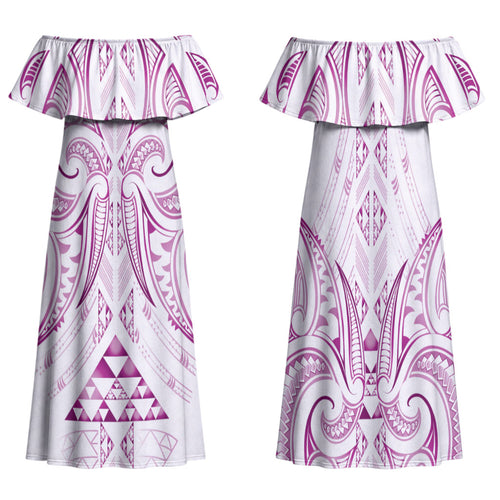 Maori Rugby Custom Ngaru Mangopare Family Matching Off Shoulder Maxi Dress and Hawaiian Shirt Mawhero Niho Taniwha Motif