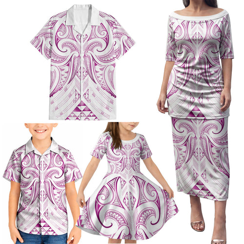 Maori Rugby Custom Ngaru Mangopare Family Matching Puletasi and Hawaiian Shirt Mawhero Niho Taniwha Motif