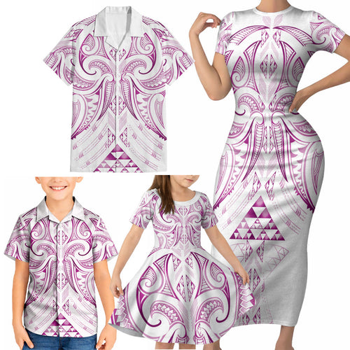 Maori Rugby Custom Ngaru Mangopare Family Matching Short Sleeve Bodycon Dress and Hawaiian Shirt Mawhero Niho Taniwha Motif